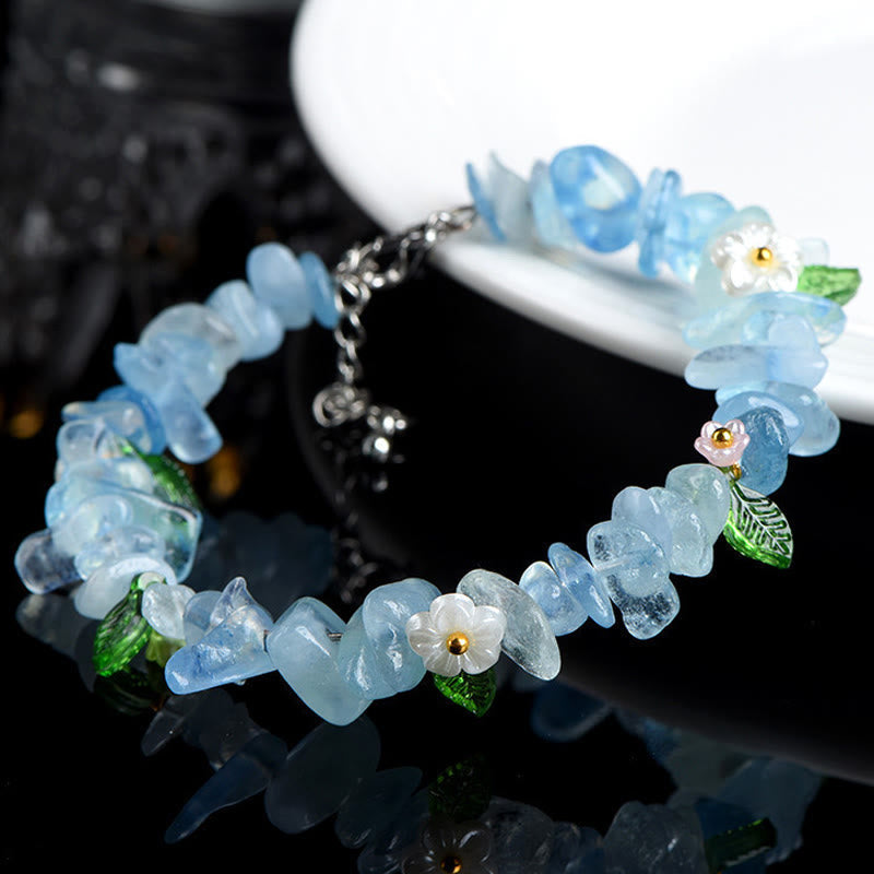 Nimara Ritual Natural Aquamarine Peridot Strawberry Quartz Various Crystals Serenity Bracelet