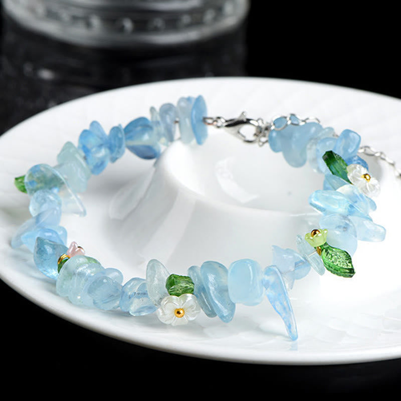 Nimara Ritual Natural Aquamarine Peridot Strawberry Quartz Various Crystals Serenity Bracelet