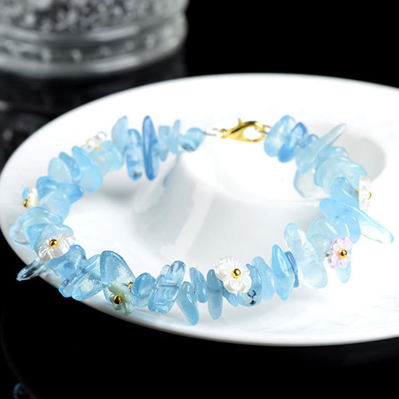 Nimara Ritual Natural Aquamarine Peridot Strawberry Quartz Various Crystals Serenity Bracelet