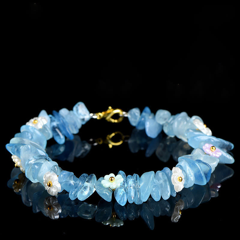 Nimara Ritual Natural Aquamarine Peridot Strawberry Quartz Various Crystals Serenity Bracelet