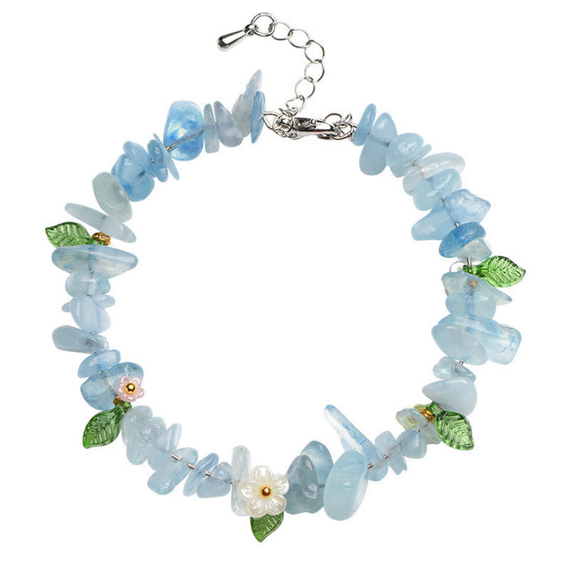 Nimara Ritual Natural Aquamarine Peridot Strawberry Quartz Various Crystals Serenity Bracelet