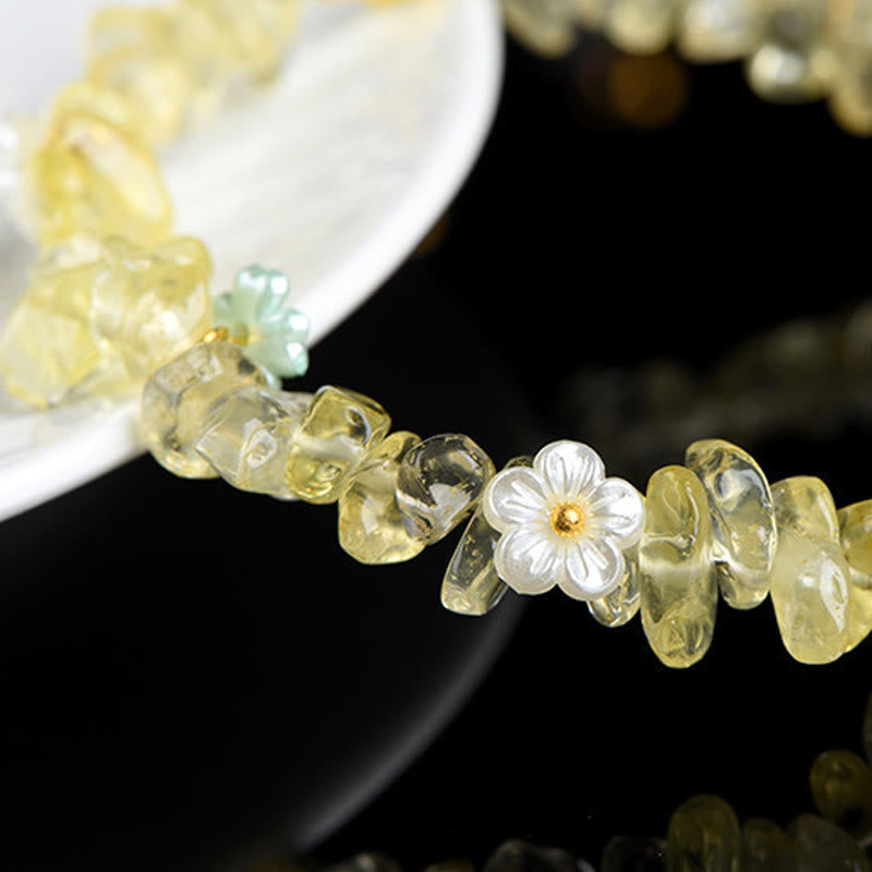 Nimara Ritual Natural Aquamarine Peridot Strawberry Quartz Various Crystals Serenity Bracelet