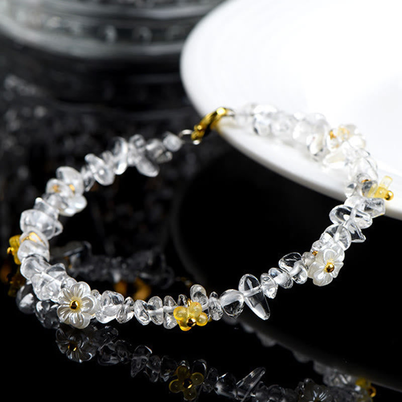 Nimara Ritual Natural Aquamarine Peridot Strawberry Quartz Various Crystals Serenity Bracelet