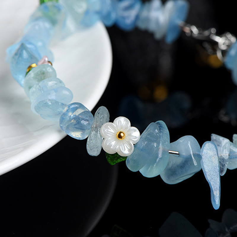 Nimara Ritual Natural Aquamarine Peridot Strawberry Quartz Various Crystals Serenity Bracelet