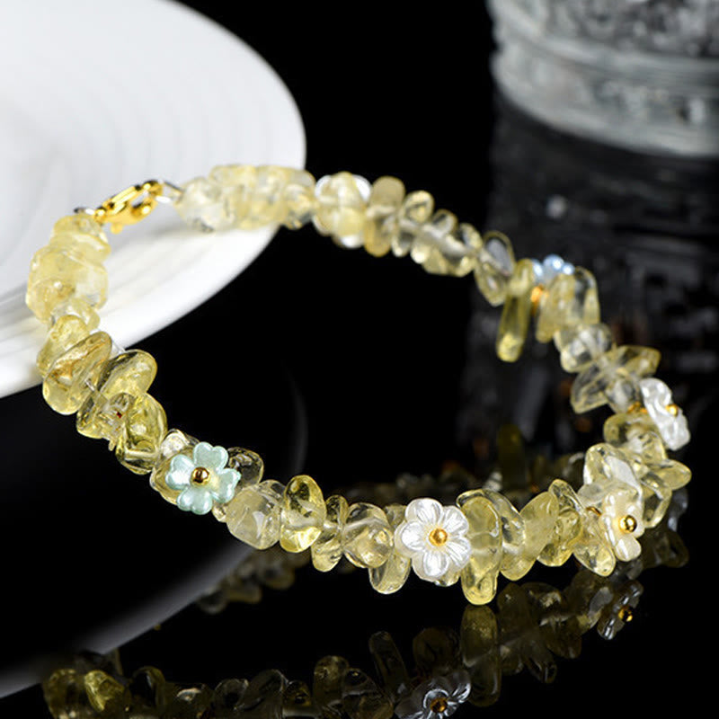Nimara Ritual Natural Aquamarine Peridot Strawberry Quartz Various Crystals Serenity Bracelet