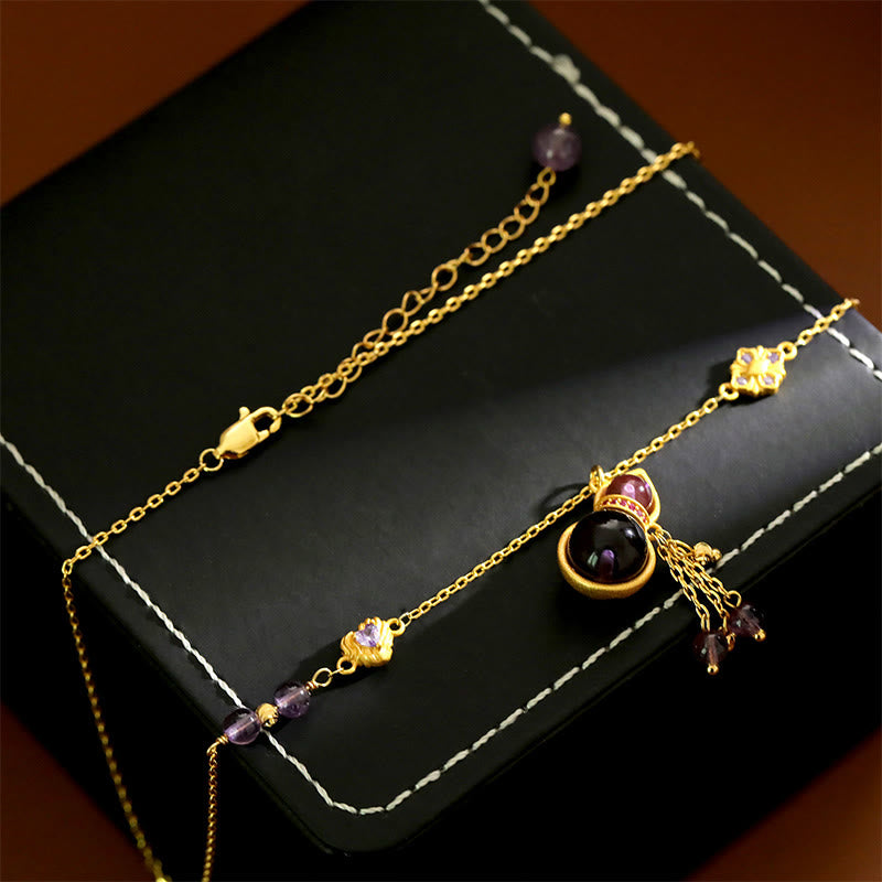 Nimara Ritual Gourd Tassel Amethyst Copper Chain Meditation Necklace Pendant