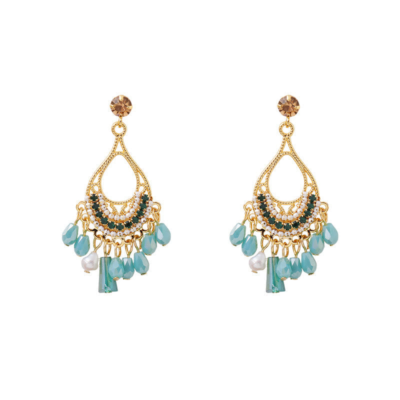 Nimara Ritual Teardrop Tassel Copper Self Care Openwork Drop Dangle Earrings
