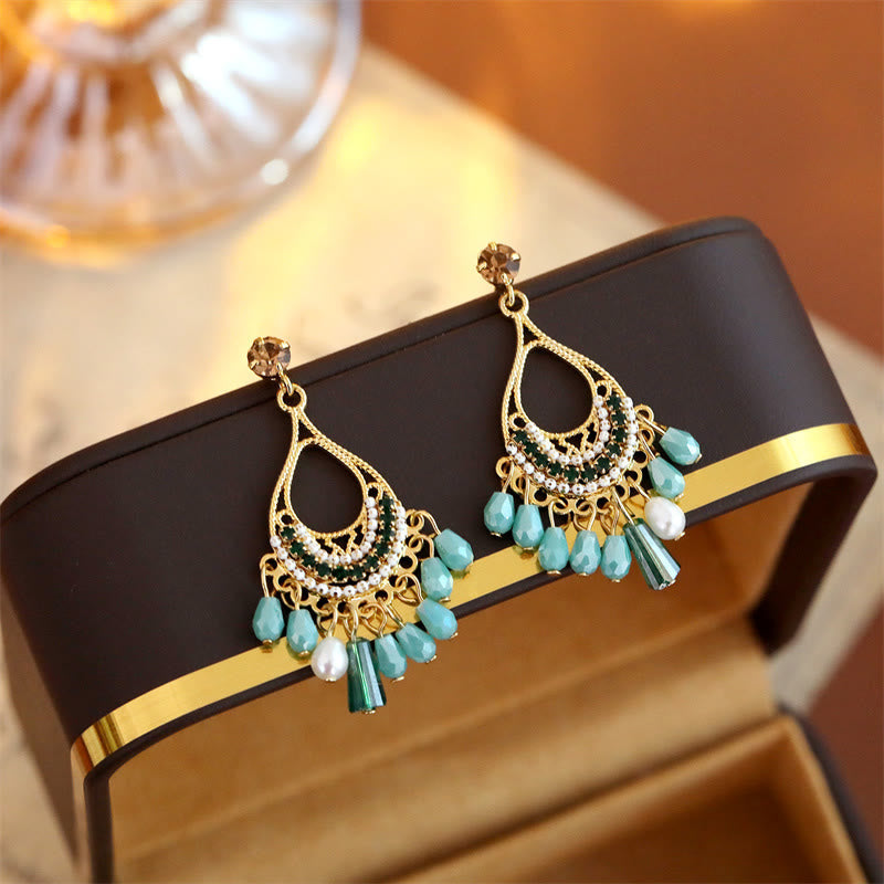 Nimara Ritual Teardrop Tassel Copper Self Care Openwork Drop Dangle Earrings
