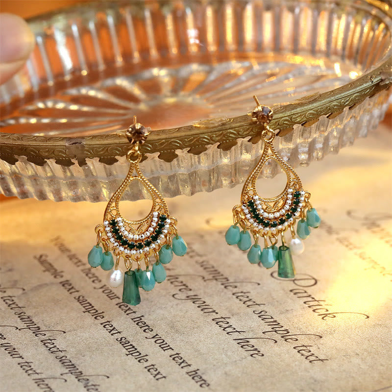 Nimara Ritual Teardrop Tassel Copper Self Care Openwork Drop Dangle Earrings