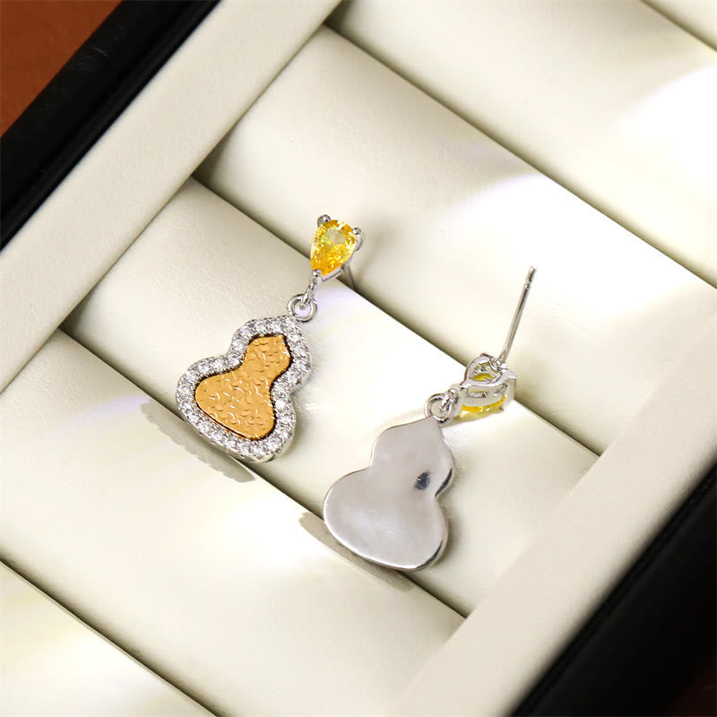Nimara Ritual Golden Gourd Zircon Copper Wealth Stud Earrings
