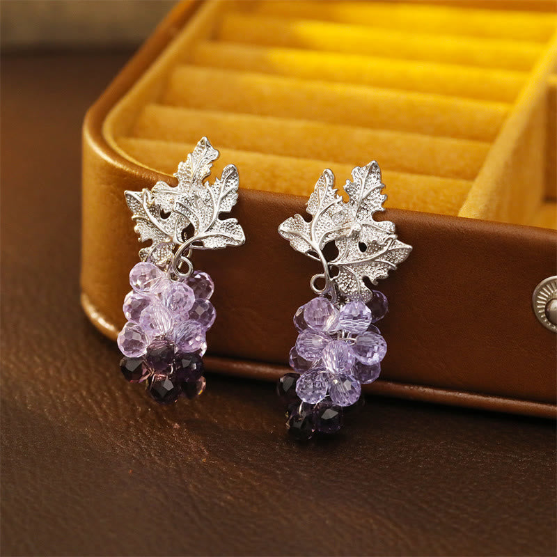 Nimara Ritual Purple Grape Leaves Copper Wealth Stud Earrings