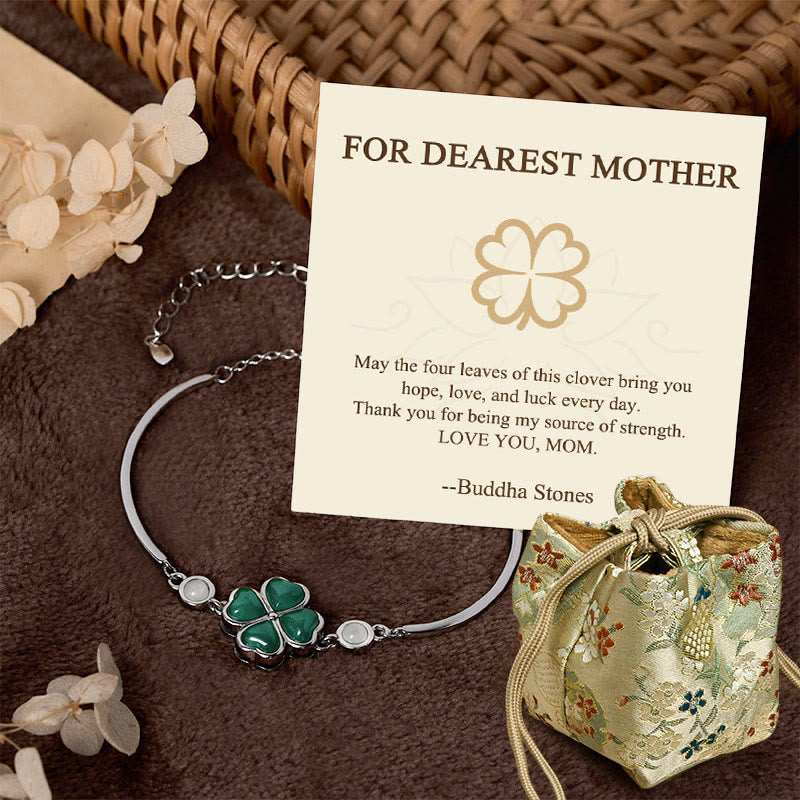 Nimara Ritual "FOR DEAREST MOTHER" Copper Four-Leaf Clover Luck Bracelet Includes Gift Message Card