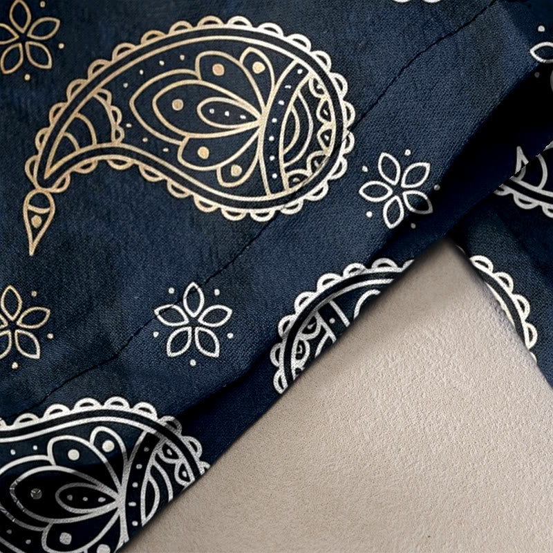 Nimara Ritual Pure Cotton Elegant Paisley Pattern Women's Elastic Waist Pants With Pockets