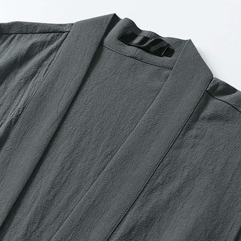 Nimara Ritual Spring Pure Color Open Front Design Men's Cotton Linen Sleeveless Kimono
