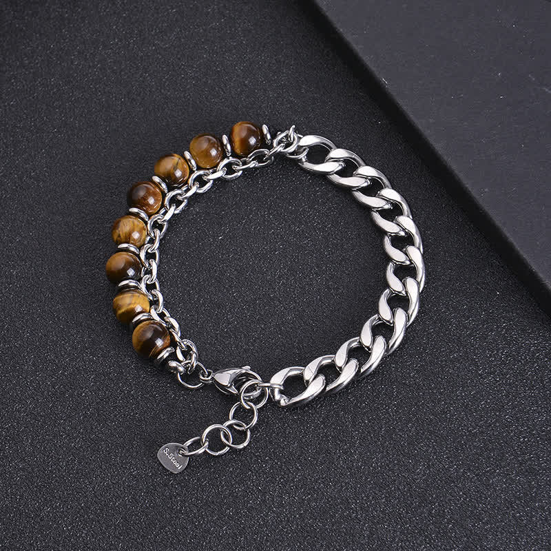 Nimara Ritual Tiger Eye Picasso Jasper Frosted Stone Strength Bracelet