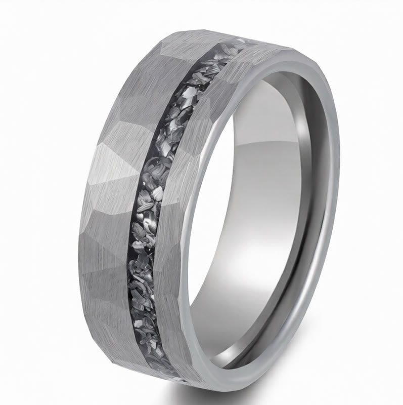 Nimara Ritual Hammered Texture Tungsten Steel Strength Ring
