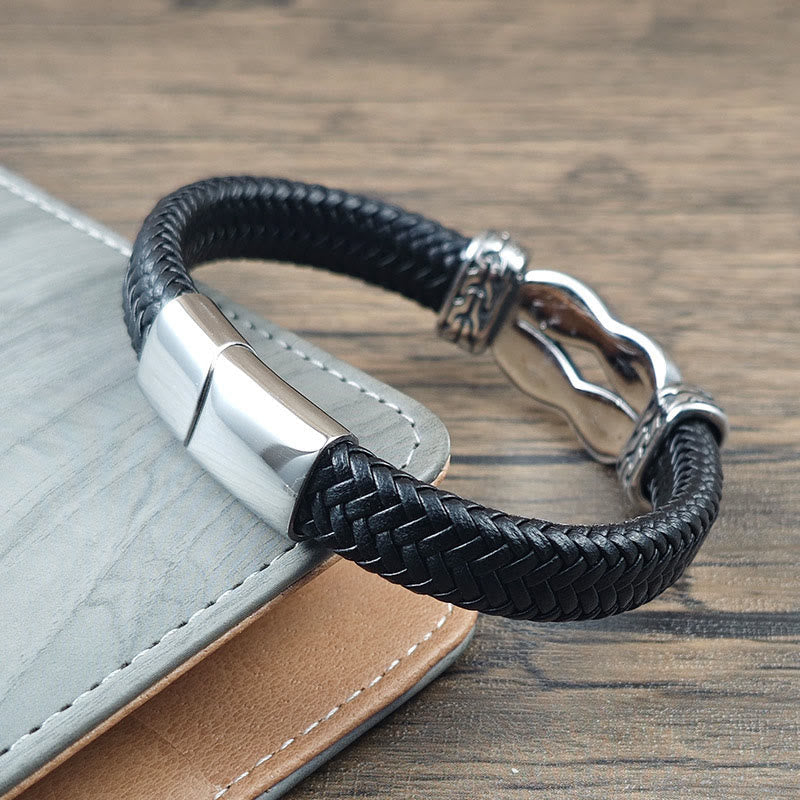 Nimara Ritual Knot Design Braided Leather Balance Bracelet