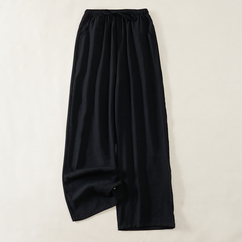 Nimara Ritual Simple Drawstring Design Women's Wide Leg Pants With Pockets
