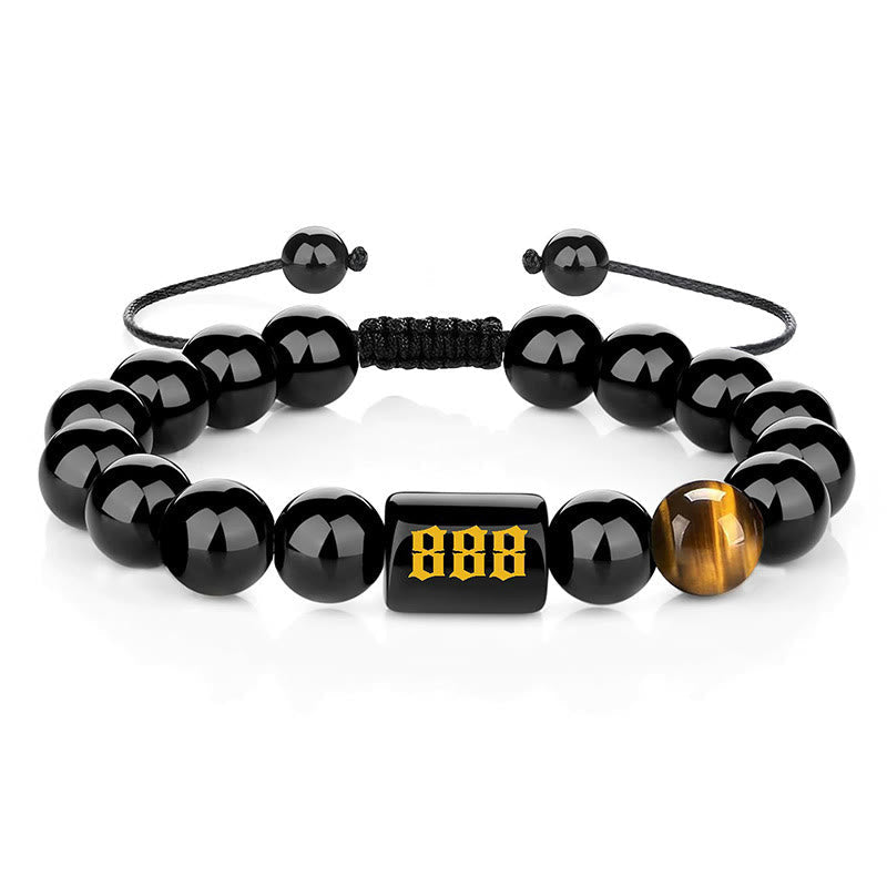 Nimara Ritual Angel Number Natural Black Obsidian Tiger Eye Strength Fulfillment Bracelet