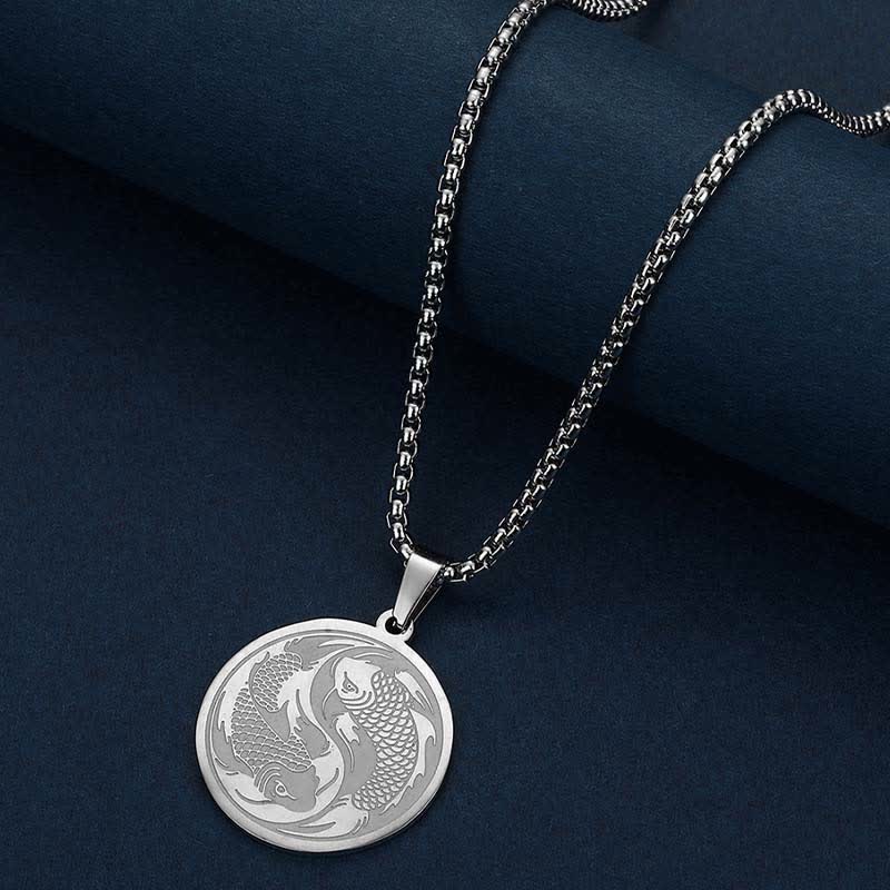 Nimara Ritual Stainless Steel Double Koi Fish Success Necklace Pendant