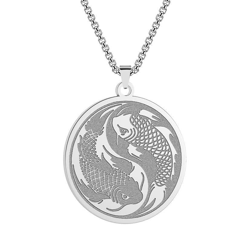 Nimara Ritual Stainless Steel Double Koi Fish Success Necklace Pendant