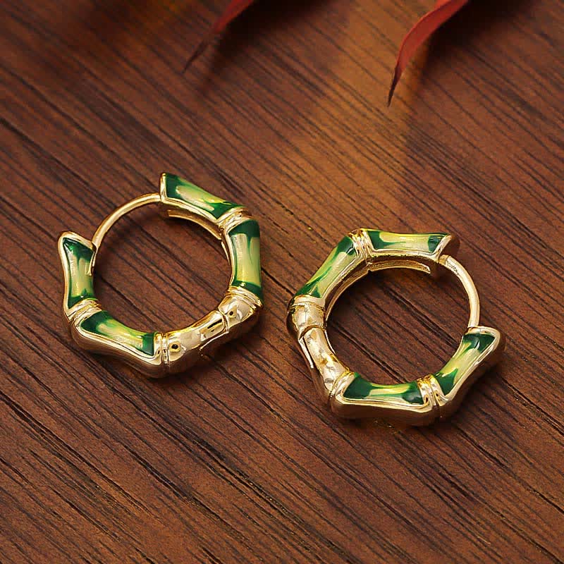 Nimara Ritual Round Bamboo Dripping Design Copper Fortune Hoop Earrings
