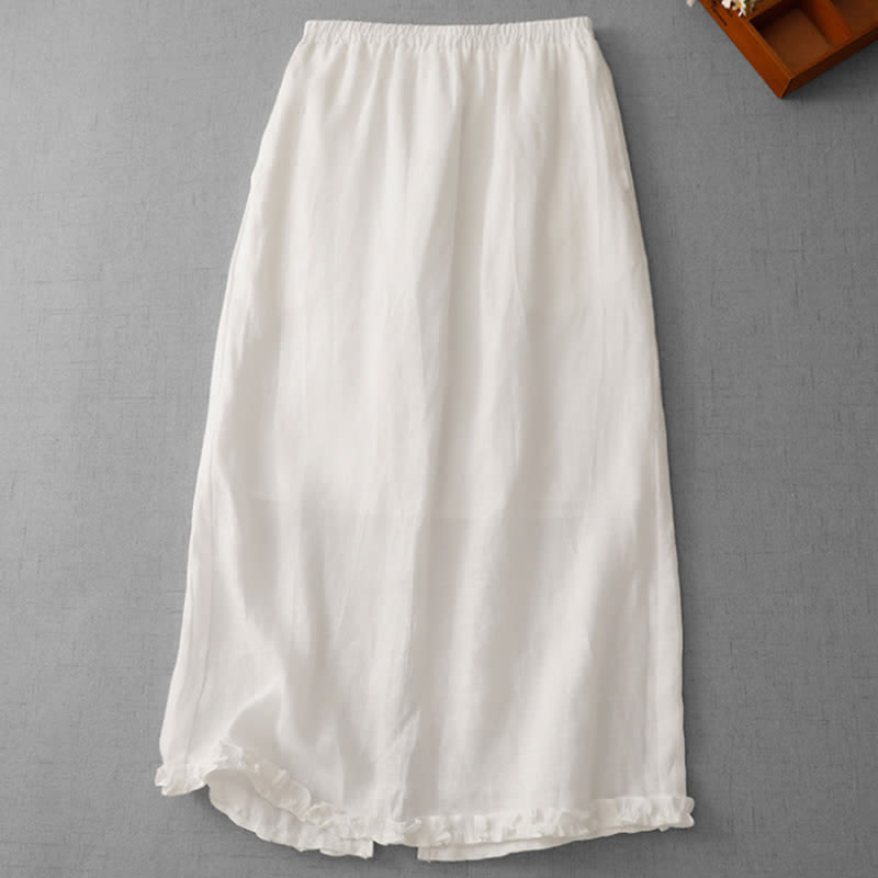 Nimara Ritual Commute Elastic Waistband Pleated Hem Capri Length Women's Lined Skirt With Pockets