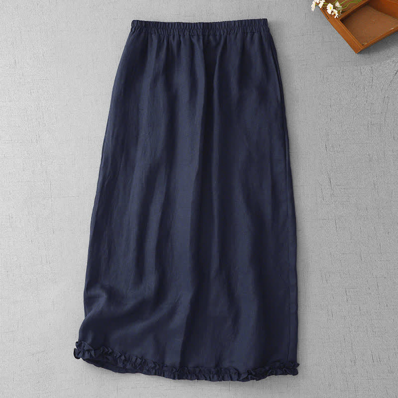 Nimara Ritual Commute Elastic Waistband Pleated Hem Capri Length Women's Lined Skirt With Pockets