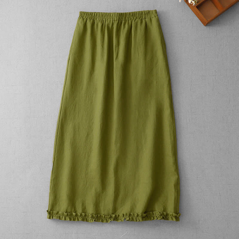 Nimara Ritual Commute Elastic Waistband Pleated Hem Capri Length Women's Lined Skirt With Pockets