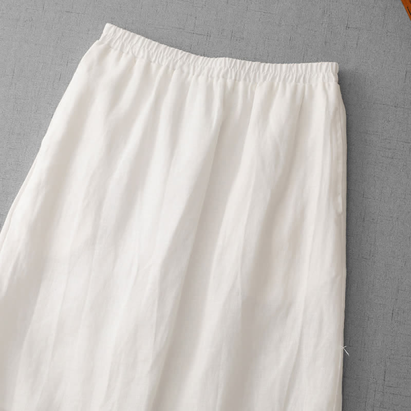 Nimara Ritual Commute Elastic Waistband Pleated Hem Capri Length Women's Lined Skirt With Pockets