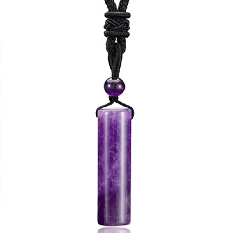 Nimara Ritual Various Crystal Rose Quartz Green Aventurine Amethyst Cylinder Healing Necklace Pendant