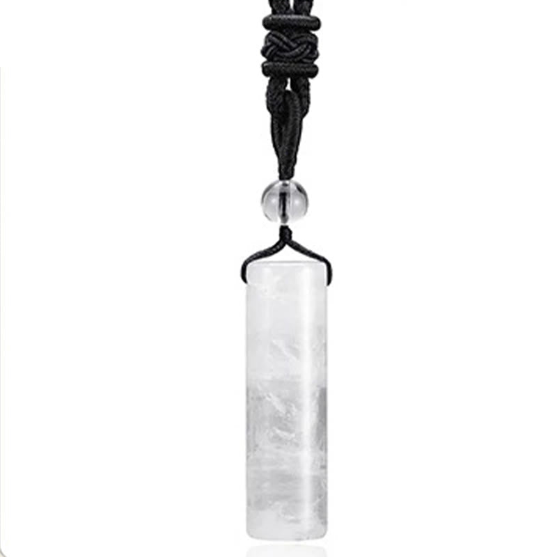 Nimara Ritual Various Crystal Rose Quartz Green Aventurine Amethyst Cylinder Healing Necklace Pendant