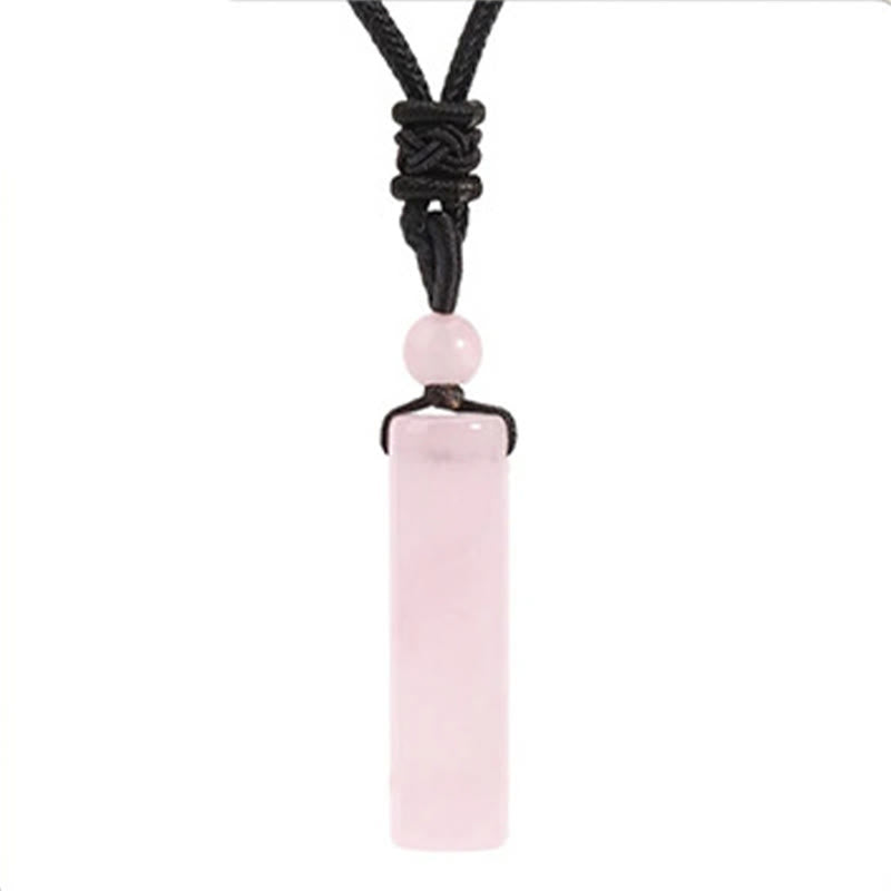 Nimara Ritual Various Crystal Rose Quartz Green Aventurine Amethyst Cylinder Healing Necklace Pendant