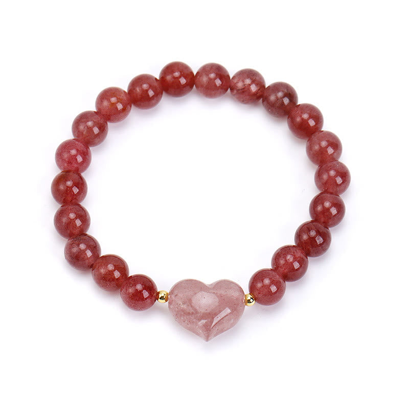 Nimara Ritual Natural Amethyst Green Aventurine Tiger Eye Strawberry Quartz Love Heart Spiritual Bracelet