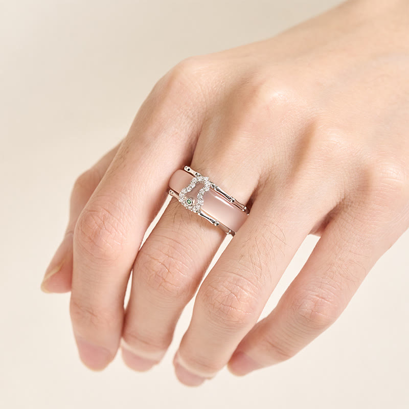 Positive and Harmony Chalcedony Gourd Flower Ring