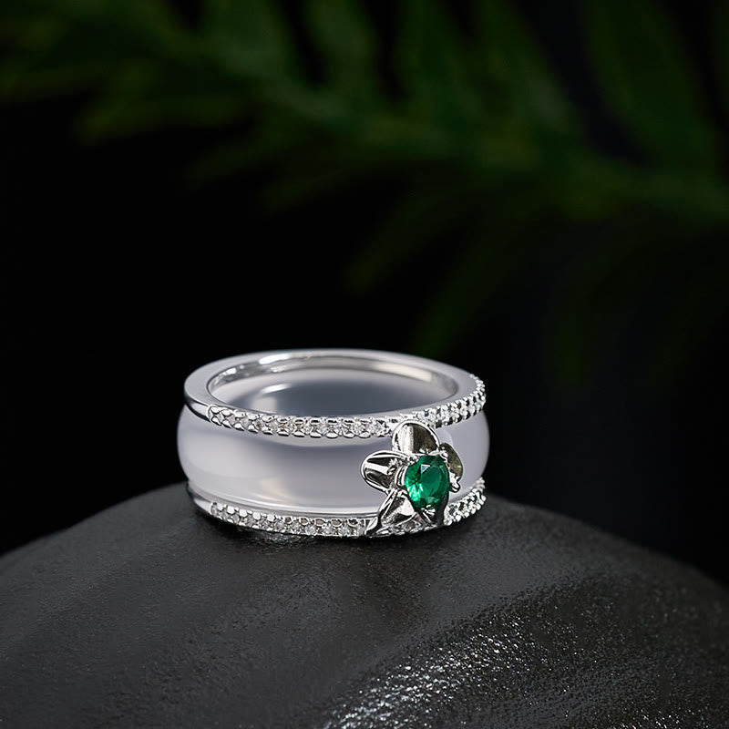 Positive and Harmony Chalcedony Gourd Flower Ring
