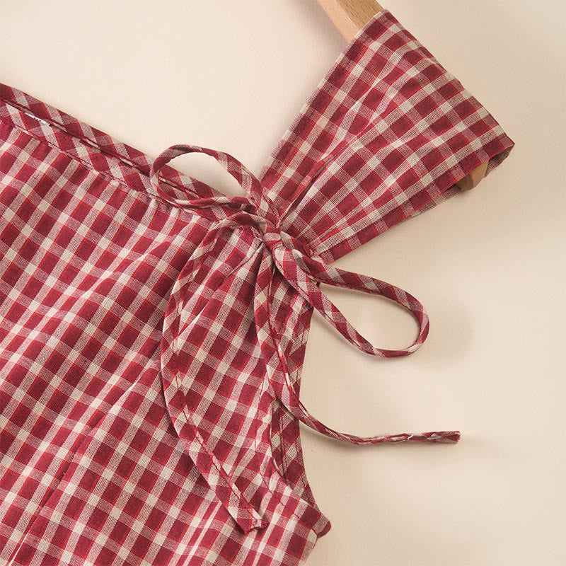 Nimara Ritual Plaid Sleeveless Summer Below Knee Dress With Pockets