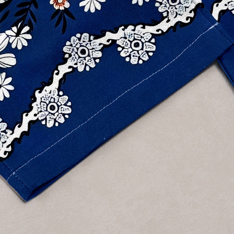 Nimara Ritual Pure Cotton Daisy Pattern Women's Elastic Waist Pants With Pockets