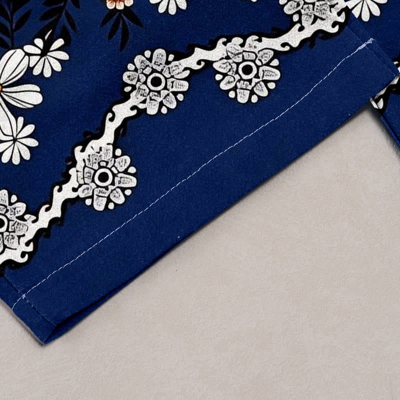 Nimara Ritual Pure Cotton Daisy Pattern Women's Elastic Waist Pants With Pockets