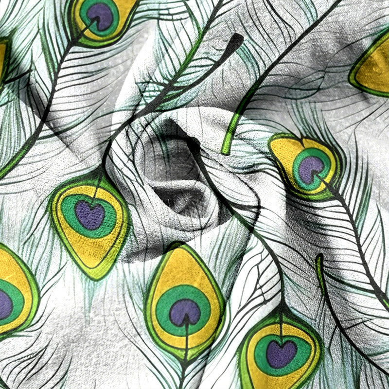Nimara Ritual Pure Cotton Peacock Heart Pattern Women's Elastic Waist Pants With Pockets