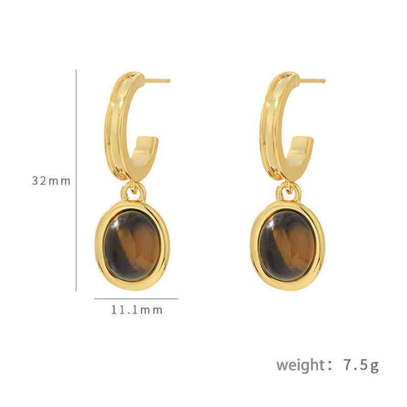 Nimara Ritual Tiger Eye Retro Round Copper Protection Earrings