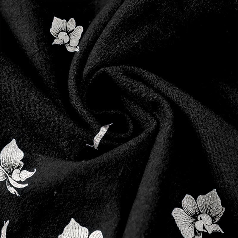 Nimara Ritual Pure Cotton Flower Petal Pattern Women's Elastic Waist Pants With Pockets