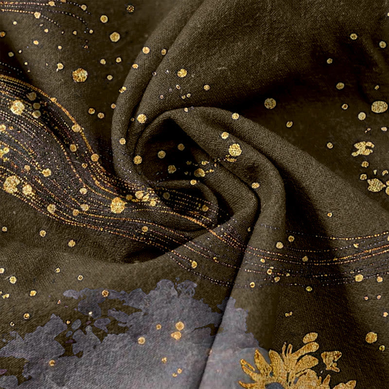 Nimara Ritual Pure Cotton Flower Petal Pattern Women's Elastic Waist Pants With Pockets