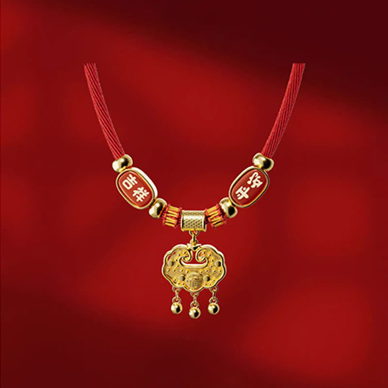 Nimara Ritual Red String Bead Fu Character Luck Adjustable Cats Dogs Pet Collar