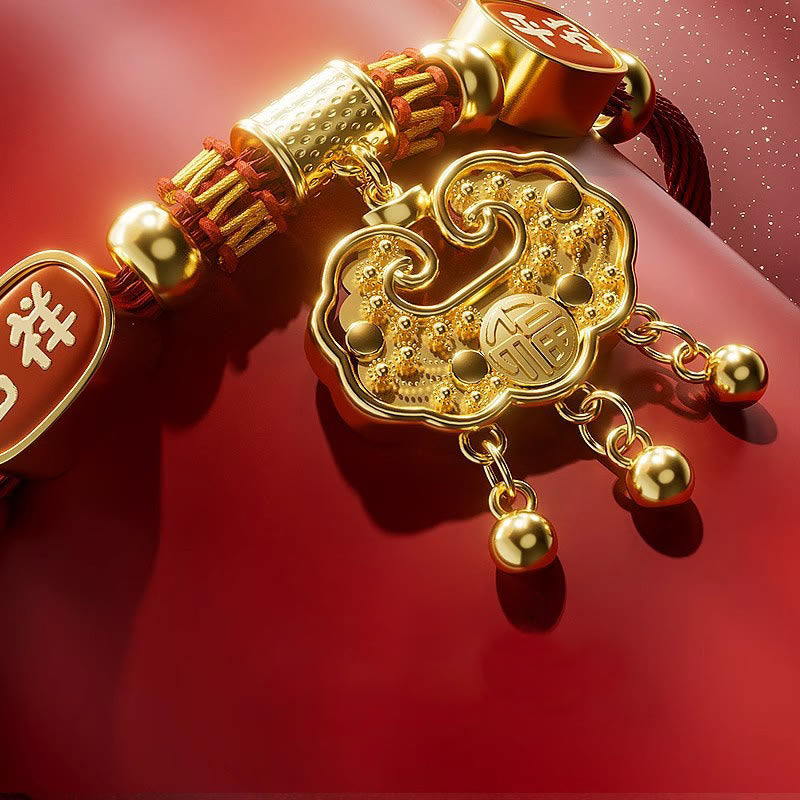 Nimara Ritual Red String Bead Fu Character Luck Adjustable Cats Dogs Pet Collar