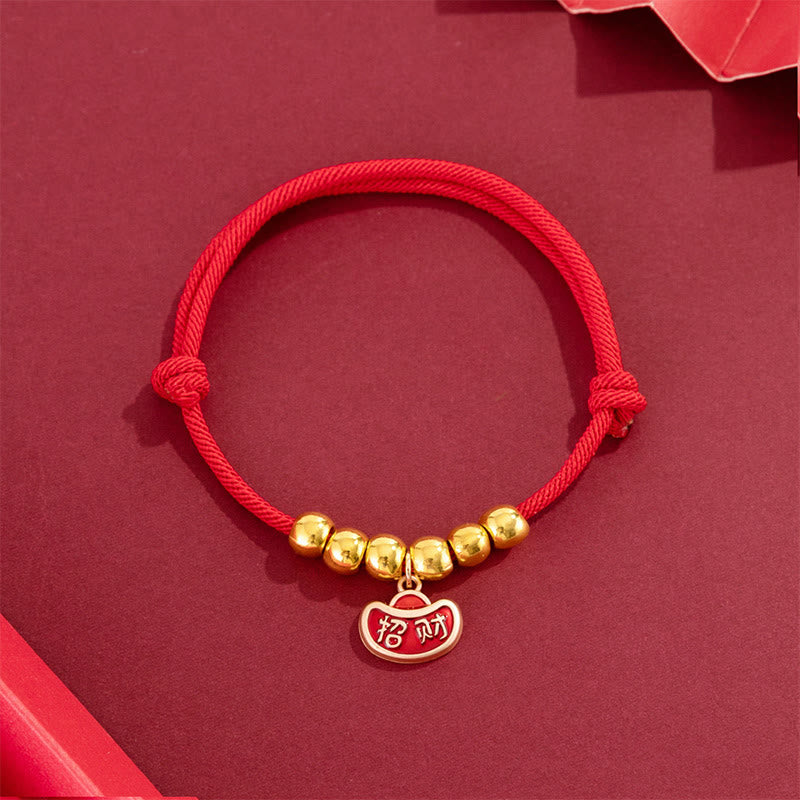 Nimara Ritual Red String Bead Yuanbao Fu Character Protection Adjustable Cats Dogs Pet Collar
