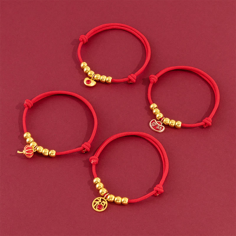 Nimara Ritual Red String Bead Yuanbao Fu Character Protection Adjustable Cats Dogs Pet Collar