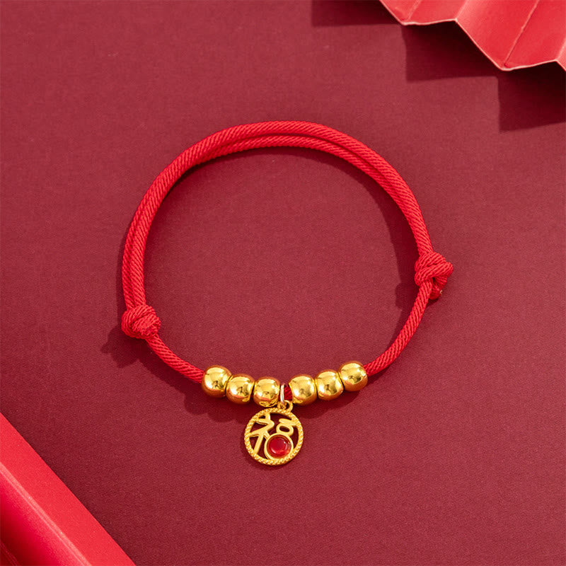 Nimara Ritual Red String Bead Yuanbao Fu Character Protection Adjustable Cats Dogs Pet Collar
