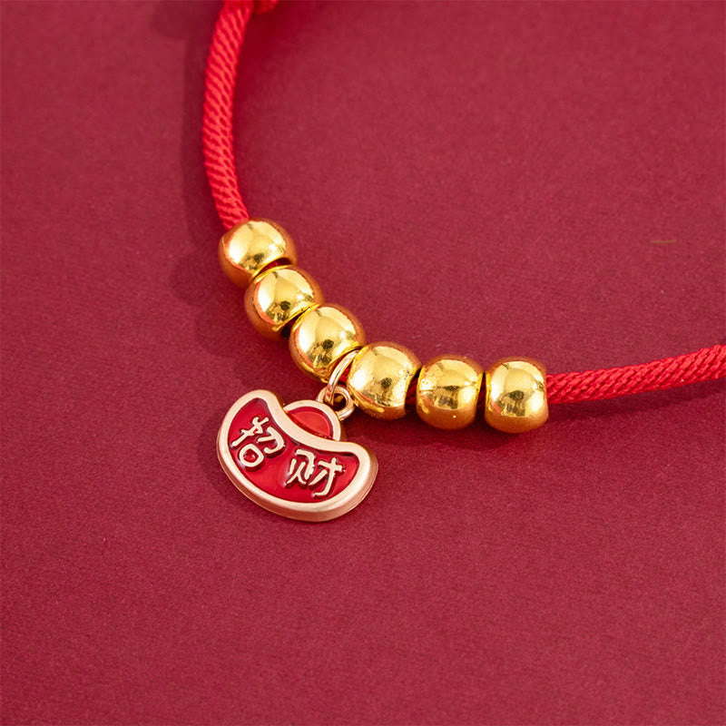 Nimara Ritual Red String Bead Yuanbao Fu Character Protection Adjustable Cats Dogs Pet Collar
