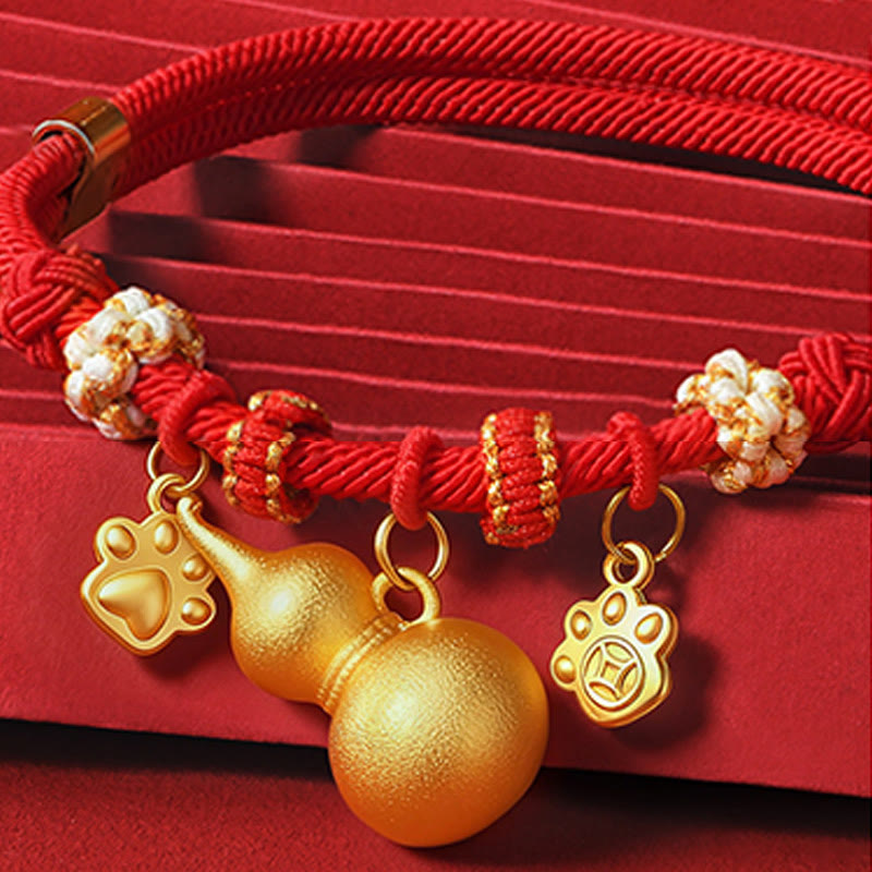 Nimara Ritual Red String Bead Compass Gourd Protection Adjustable Cats Dogs Pet Collar